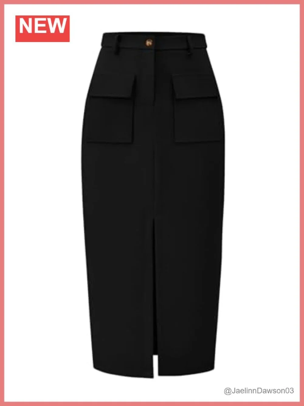 High Waist Cargo Midi Pencil Skirt with Pockets